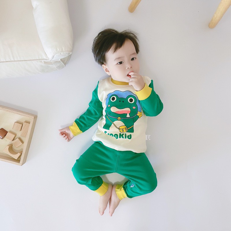 Bộ quần áo cotton mềm co giãn cho bé trai bé gái quần áo thu đông