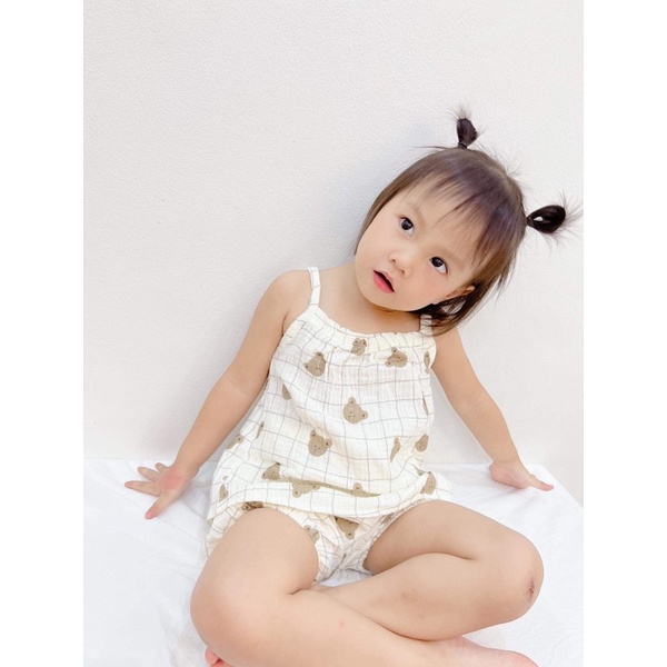 Set 2 dây trẻ em hai dây xô muslin, set hai dây cho bé gái thiết kế 5-15kg TNB