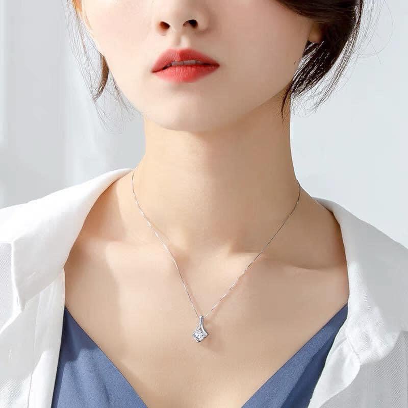 Dây chuyền bạc nữ đính đá trắng cực đẹp - Kho sỉ bạc Nhất Linh