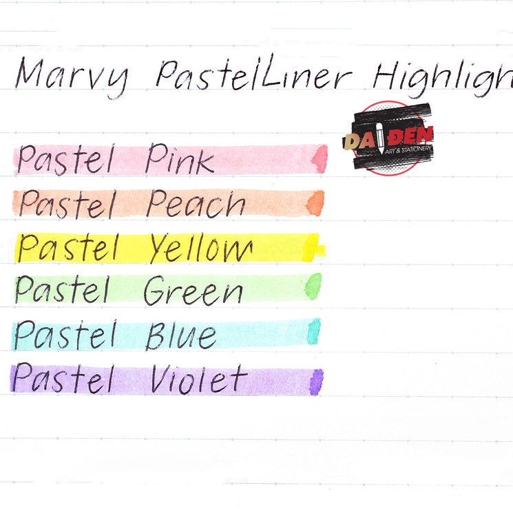 [DA ĐEN] Bộ 6 Màu Highlight Marvy Pastel