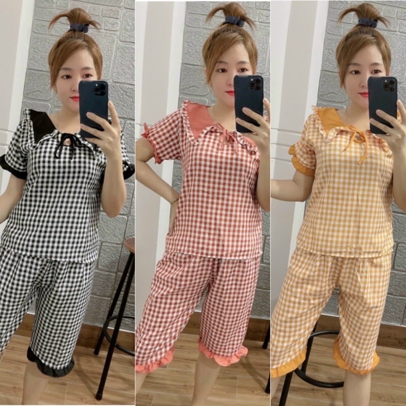 Bộ lửng kẻ caro phối bèo (43-60kg)