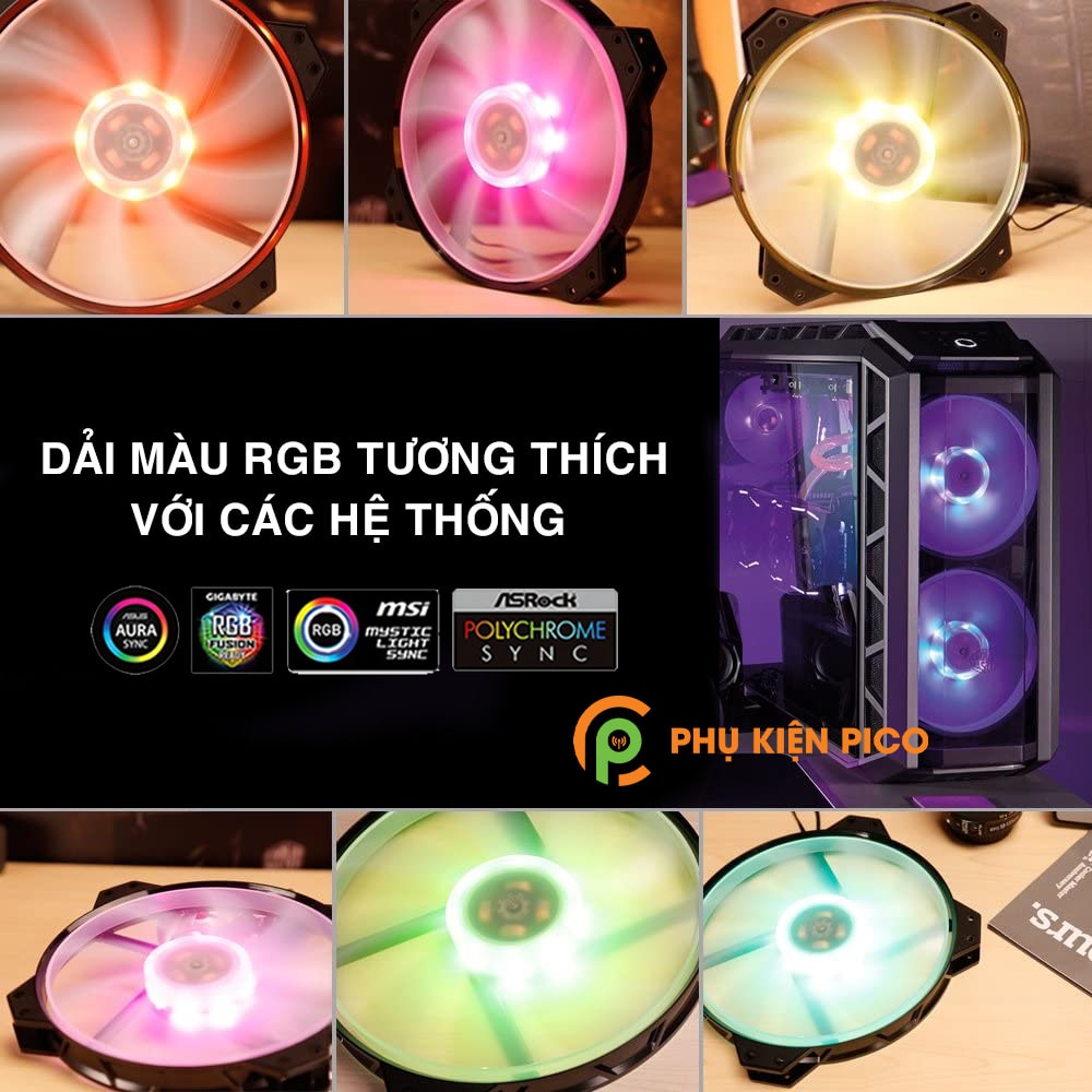 Quạt tản nhiệt case máy tính Cooler Master MF200R RGB 20CM - Coolermaster MasterFan MF200R - Fan case 20cm