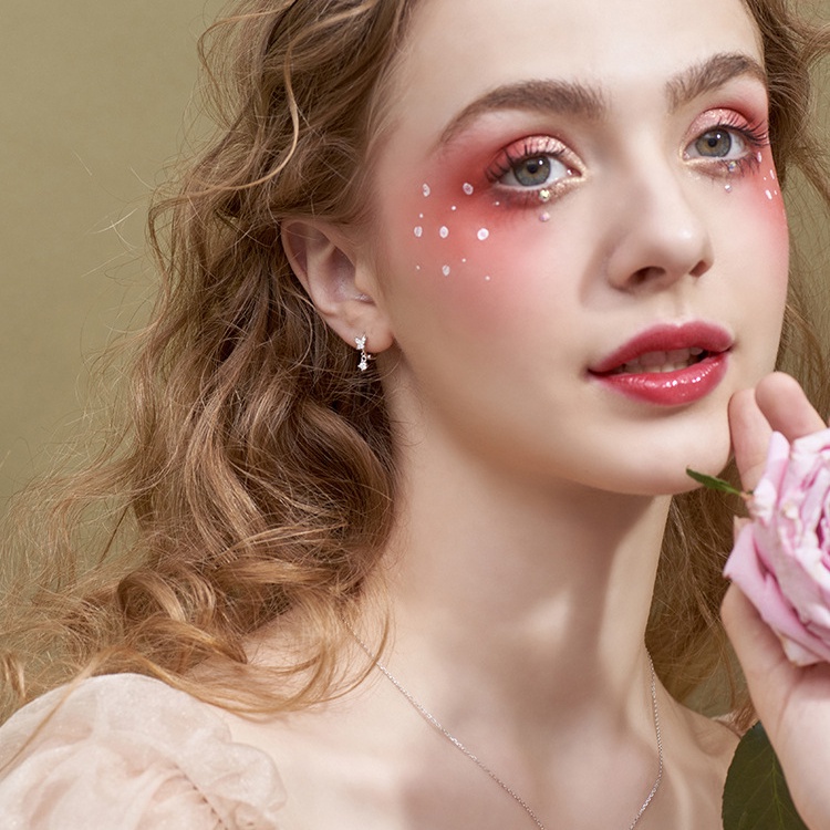 Khuyên Tai Bạc Khuyên Tai Tròn Bộ Khuyên Tai Bạc S925 Hình Bướm Đính Đá Zircon Lấp Lánh Thời Trang Cho Nữ