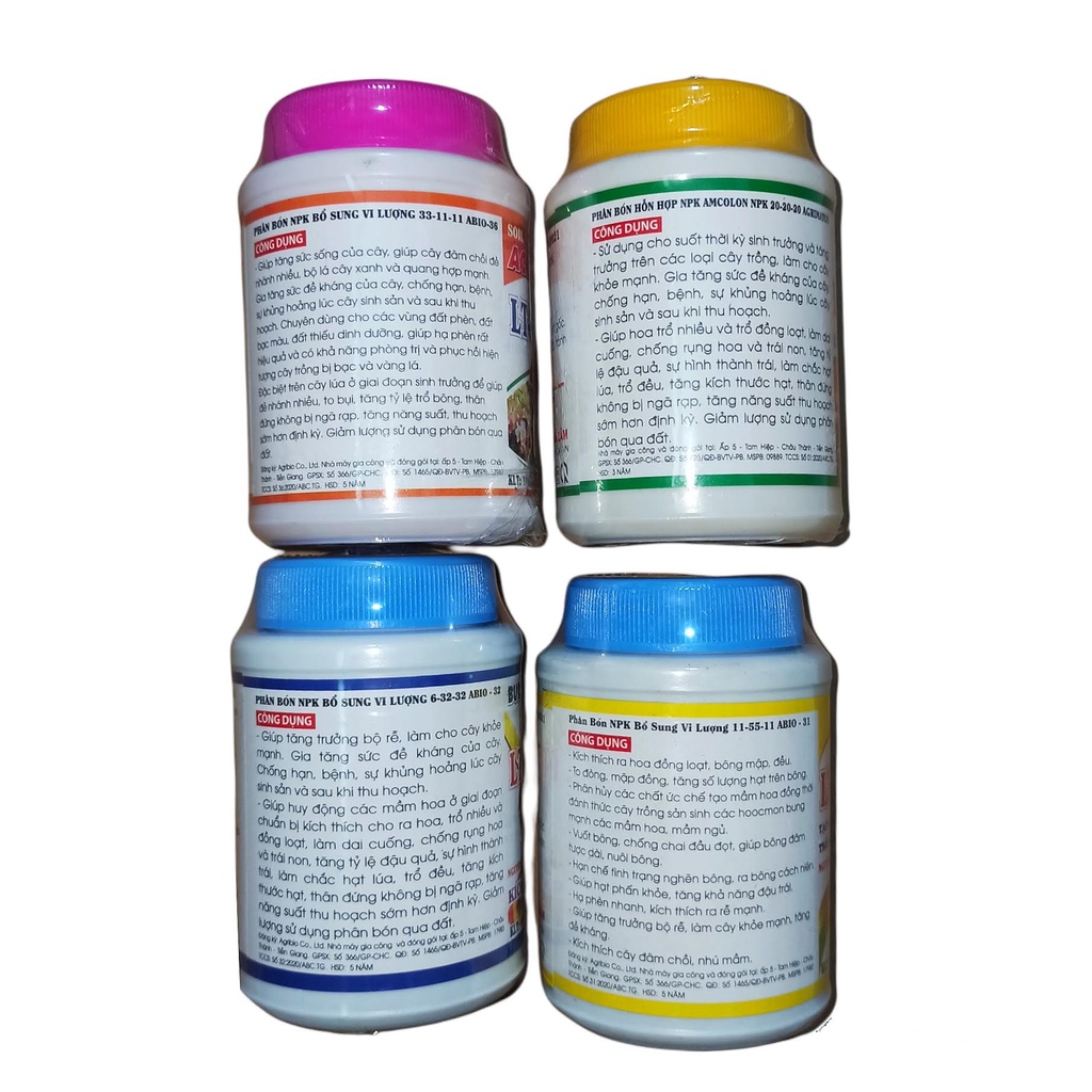 Bộ tứ NPK toàn diện cho Lan, từ giai đoạn cây con đến làm hoa,lọ 100gr
