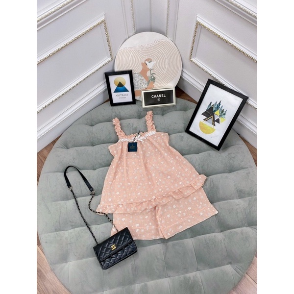 bộ đũi hoa nhí dây bèo phối ren ngực bộ nữ mặc ở nhà | BigBuy360 - bigbuy360.vn