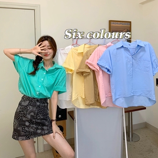 Áo Cardigan Tay Ngắn Màu Trơn Thiết Kế Dáng Rộng Thoải Mái