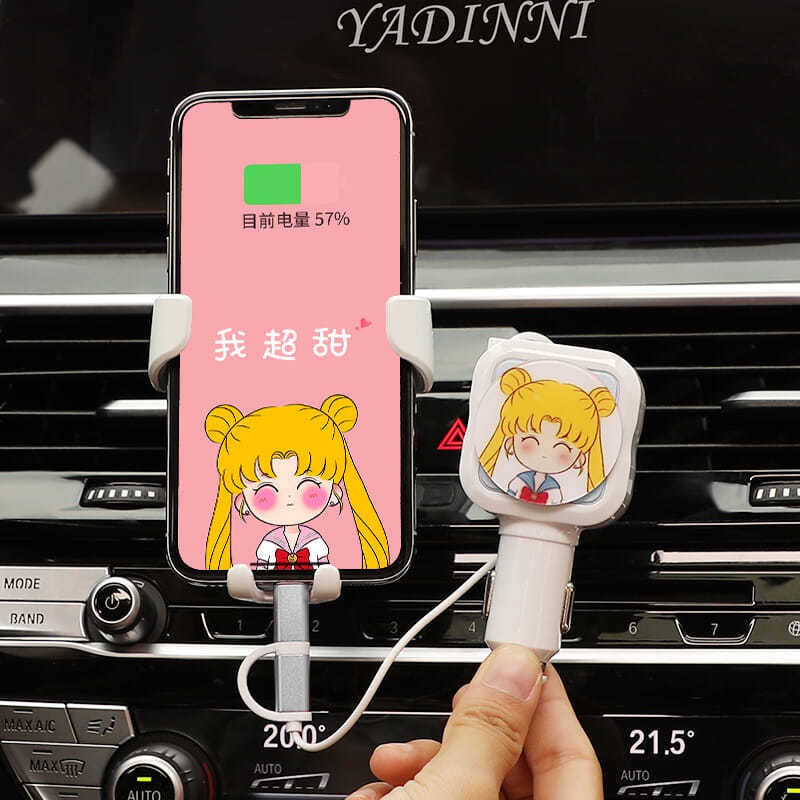 Dây Cáp Sạc Nhanh Kiêm Bật Lửa Điện Thoại Hai Đầu Chuyển Đổi usb Đa Năng In Họa Tiết Hoạt Hình Cho Xe Hơi