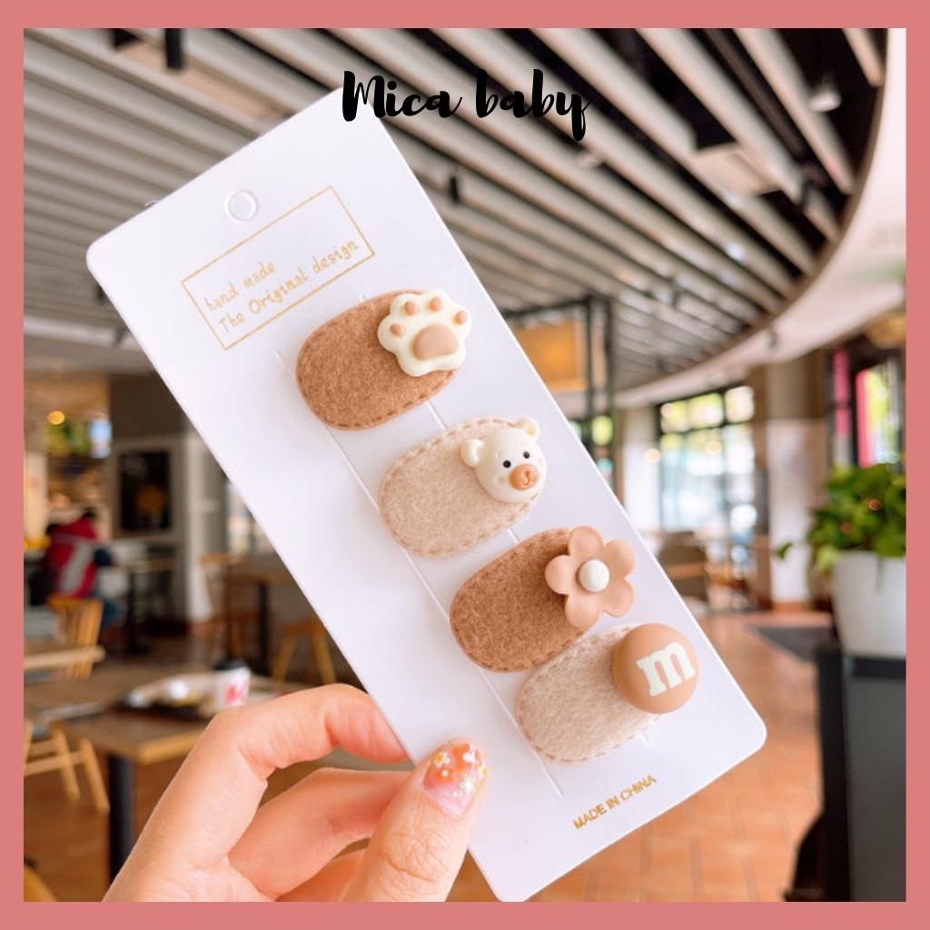 Set kẹp tóc cho bé gái gắn hình thú siêu dễ thương kt34 Mica Baby