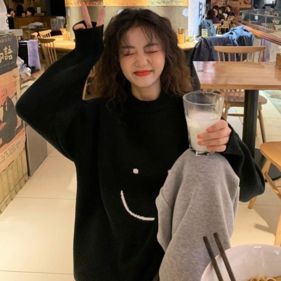 Set Áo Sweater + Quần Ống Rộng Họa Tiết Mặt Cười Form Rộng - Set Đồ Nỉ - Unisex - Titto Closet | BigBuy360 - bigbuy360.vn