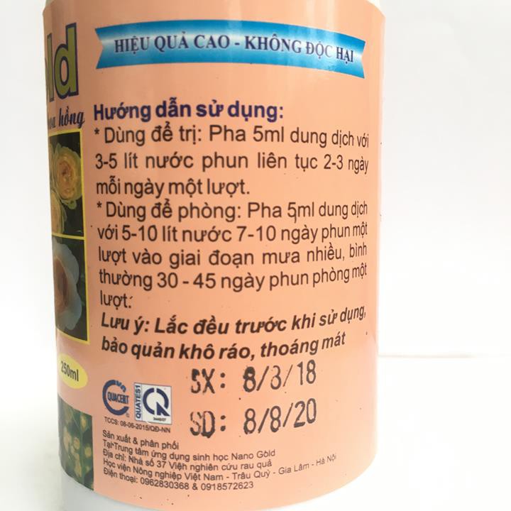 Bán Dung dịch nano bạc đồng đặc trị nấm bệnh cây trồng NANO GOLD chai 250ml hàng nhập khẩu - chất lượng cao.