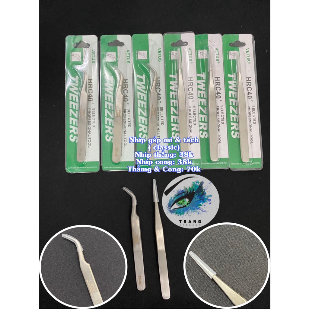 (Nowship) Nhíp thẳng và cong Vertu gắp và tách mi siêu tốt/ Nối Mi Classic Cao Cấp - Chuyên Nghiệp - Chất Lượng