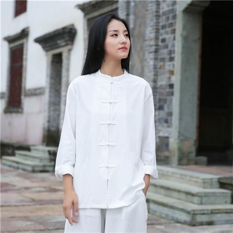 Bộ Trang Phục Truyền Thống Trung Hoa Mùa Hè Thu 2022 Bằng Vải cotton Lanh Phong Cách tai chi Cho Nữ