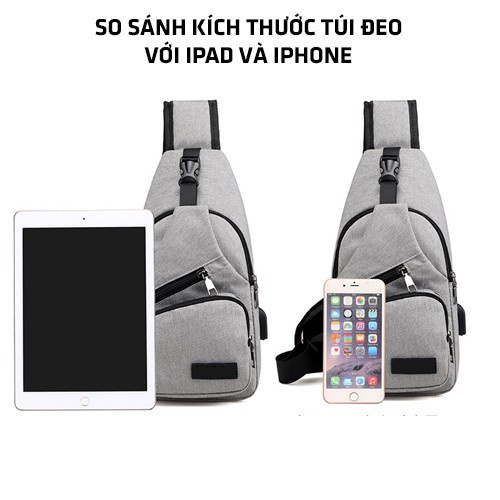 Túi Đeo Chéo Vai Nam Nữ Vải Oxford Cổng USB Thời Trang Hàn Quốc Balo Cặp Bao Tử Mini Tiện Lợi