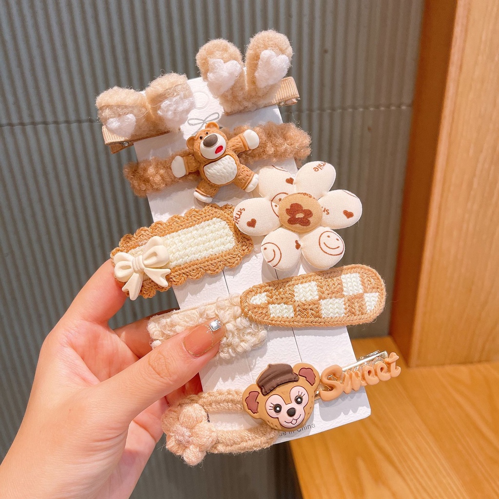 [Bộ 9] Kẹp Tóc Nhật Bản Dễ Thương Gấu Lông Phụ Kiện Thời Trang Cho Nữ AB004