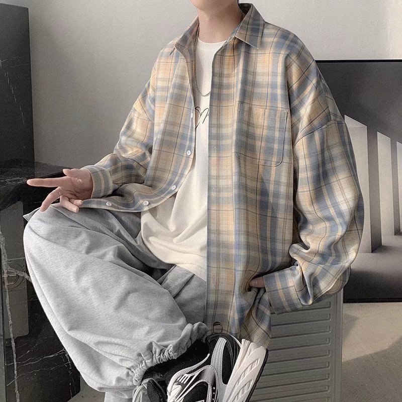 Áo Sơ Mi Sọc Caro Tay Dài Thời Trang Dành Cho Nam áo thun from rộng sơ mi nam dài tay áo sơ mi nam đẹp áo sơ mi nam cao cấp áo flannel