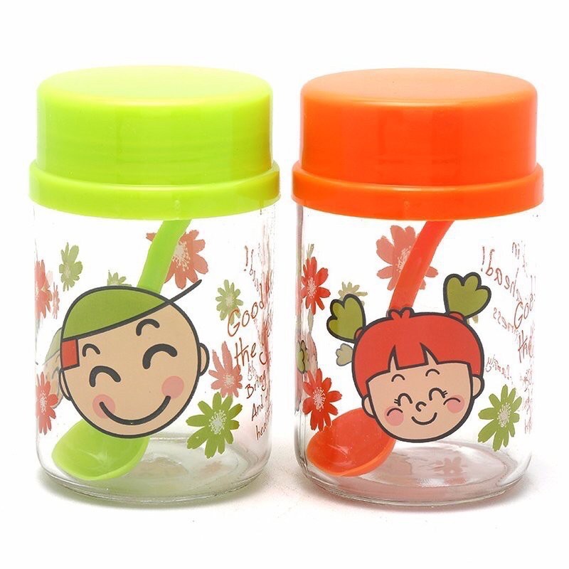 [FREESHIP VỠ ĐỔI TRẢ]Combo 2 hũ gia vị kèm thìa 400ml  Đôi lọ đựng gia vị cute