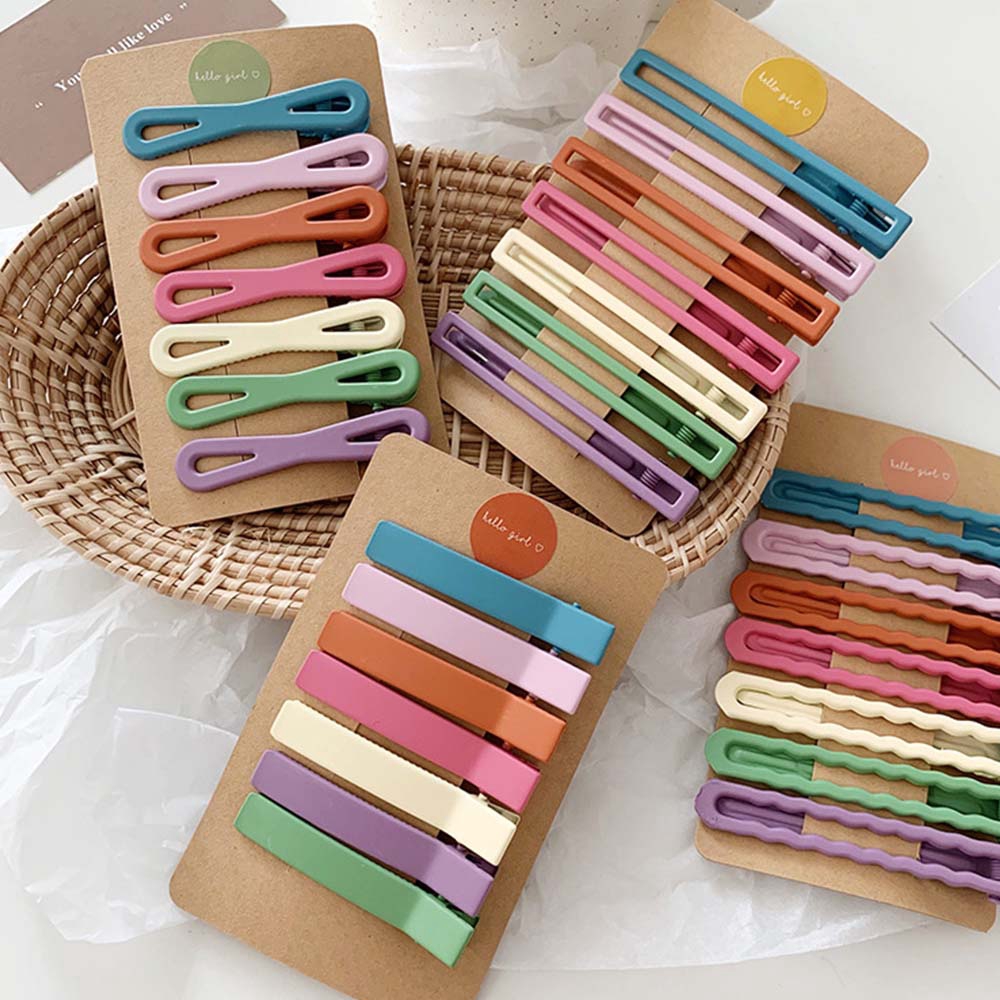 Bộ Kẹp Tóc Màu Trơn Thiết Kế Đơn Giản Cho Nữ