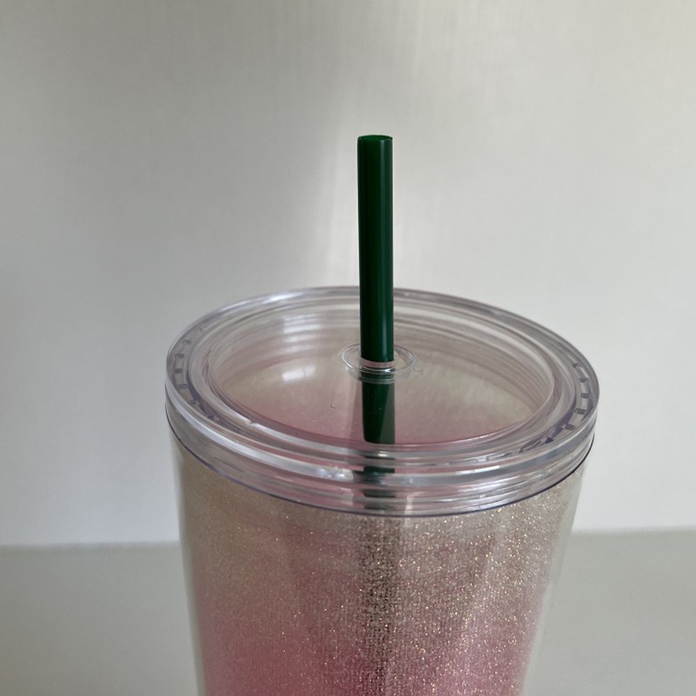Ly nước Starbucks hai lớp bằng nhựa trong suốt 700ml có ống hút