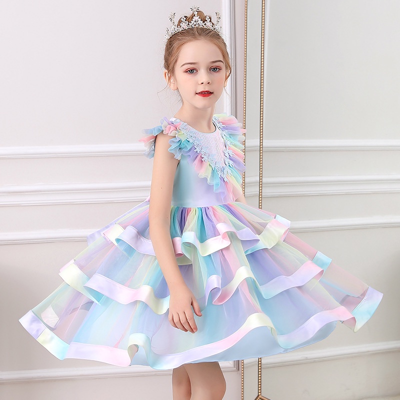 DC1 Size130-160 (19-40kg) Đầm công chúa cao cấp (Đầm voan xoè 3 tầng vải lụa dự tiệc đám cưới) Hàng Quảng Châu