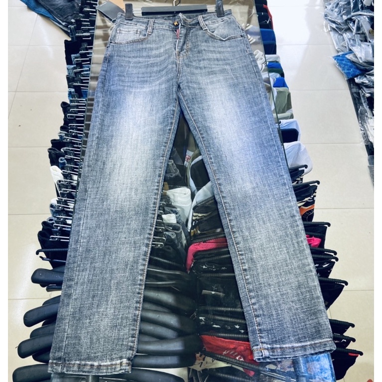 Quần jean nam dáng xuông có hoạ tiết phối mầu, Quần xuông thời trang nam đơn giản dễ phối btshop từ 45 đến 75 kg