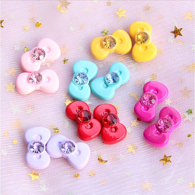 Mẫu charm nơ đính đá cho các bạn trang trí vỏ ốp điện thoại, dán Jibbitz, kẹp tóc, DIY