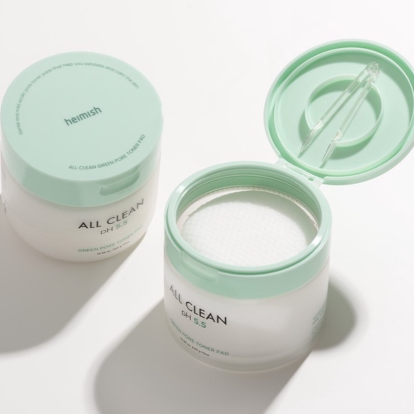 Miếng Pad tẩy da chết làm sạch lỗ chân lông cho da nhạy cảm Heimish All Clean Green Pore Toner Pad 75ea 300g