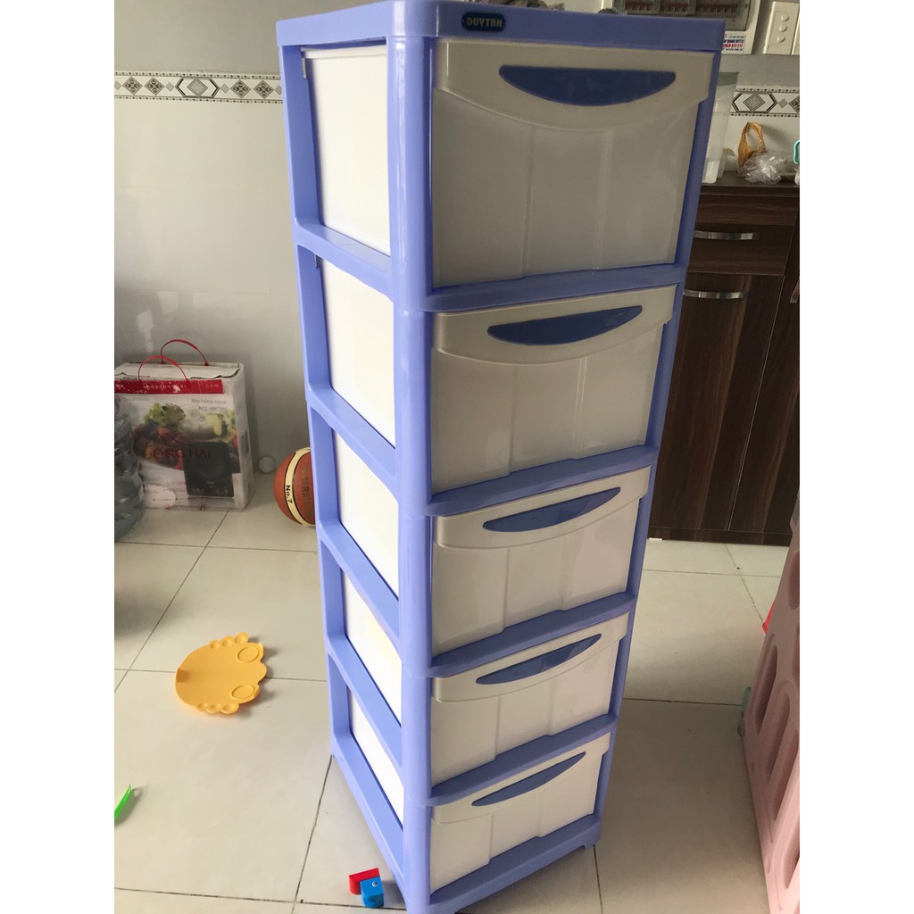 [Hà Nội] -  Tủ nhựa duy tân lớn 5 ngăn xanh dương, xanh lá. Kích thước (rộng x sâu x cao): 38 x 45.5 x 128 cm