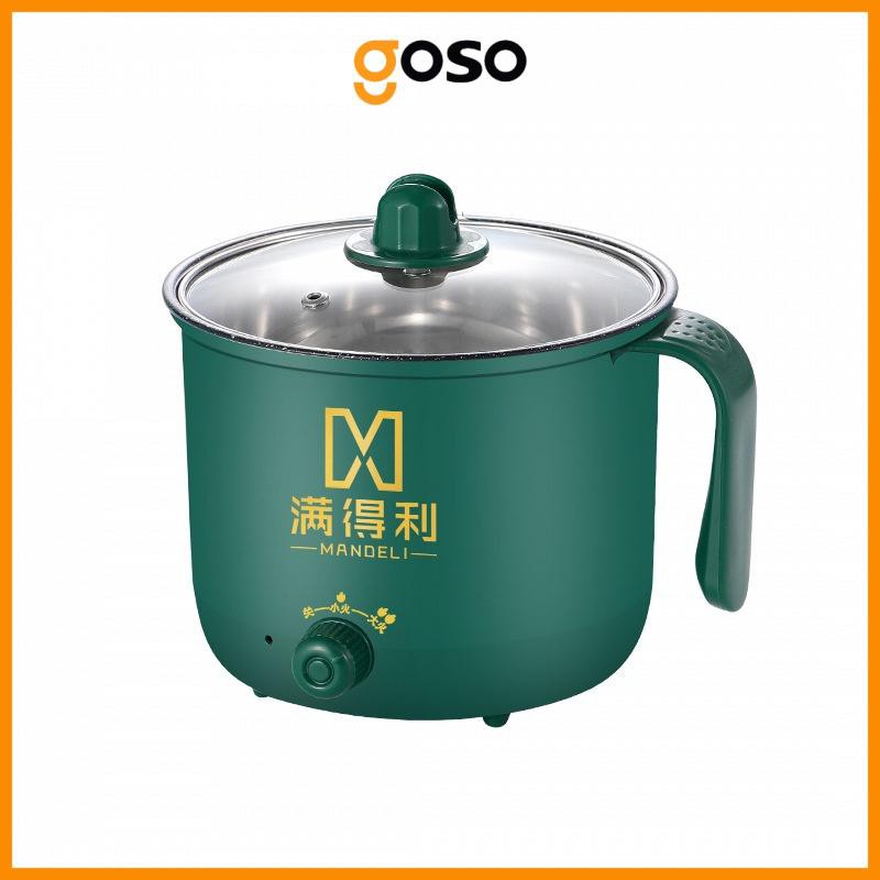 [GOSO] Nồi Lẩu Mini 1,8L (Nút Vặn), Ca Nấu Mì, Nồi Nấu Cơm Đa Năng 2 Tầng, 2 Nấc Nhiệt Thế Hệ Mới Có Tay Cầm