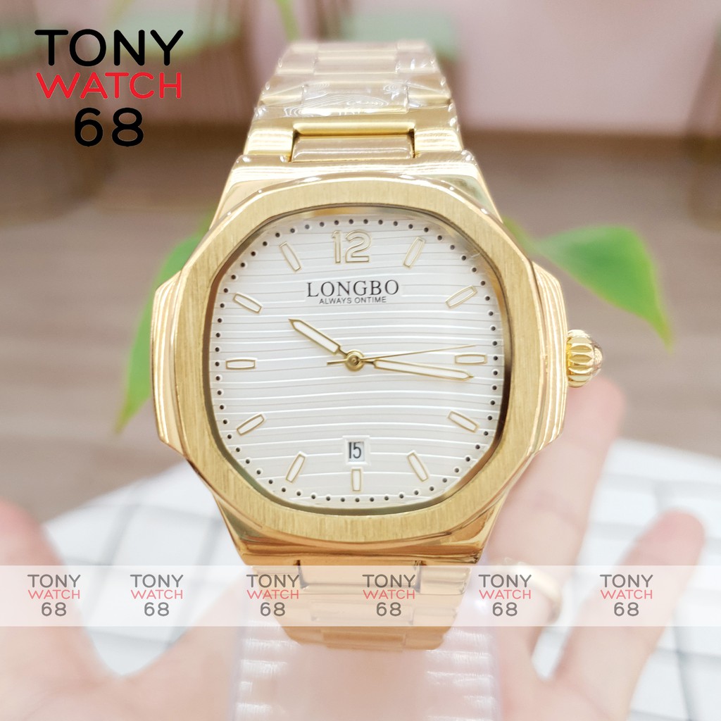 Đồng hồ nam Longbo mặt vuông dây kim loại chính hãng chống nước Tony Watch 68