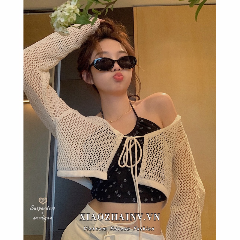 Xiaozhainv Áo Khoác cardigan Tay Dài Dáng Rộng Thời Trang Mùa Hè Quyến Rũ Cho Nữ