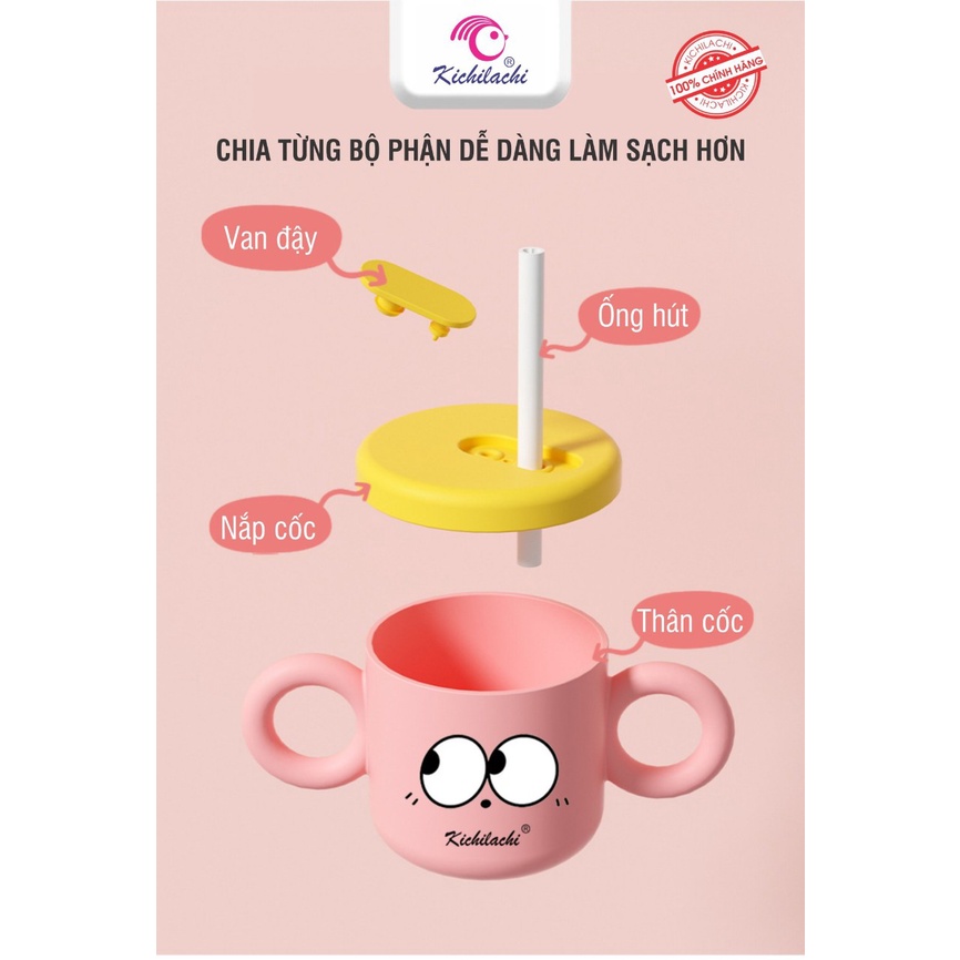 Cốc tập uống, tập hút kichilachi 2 giai đoạn thể tích 240ml cho bé