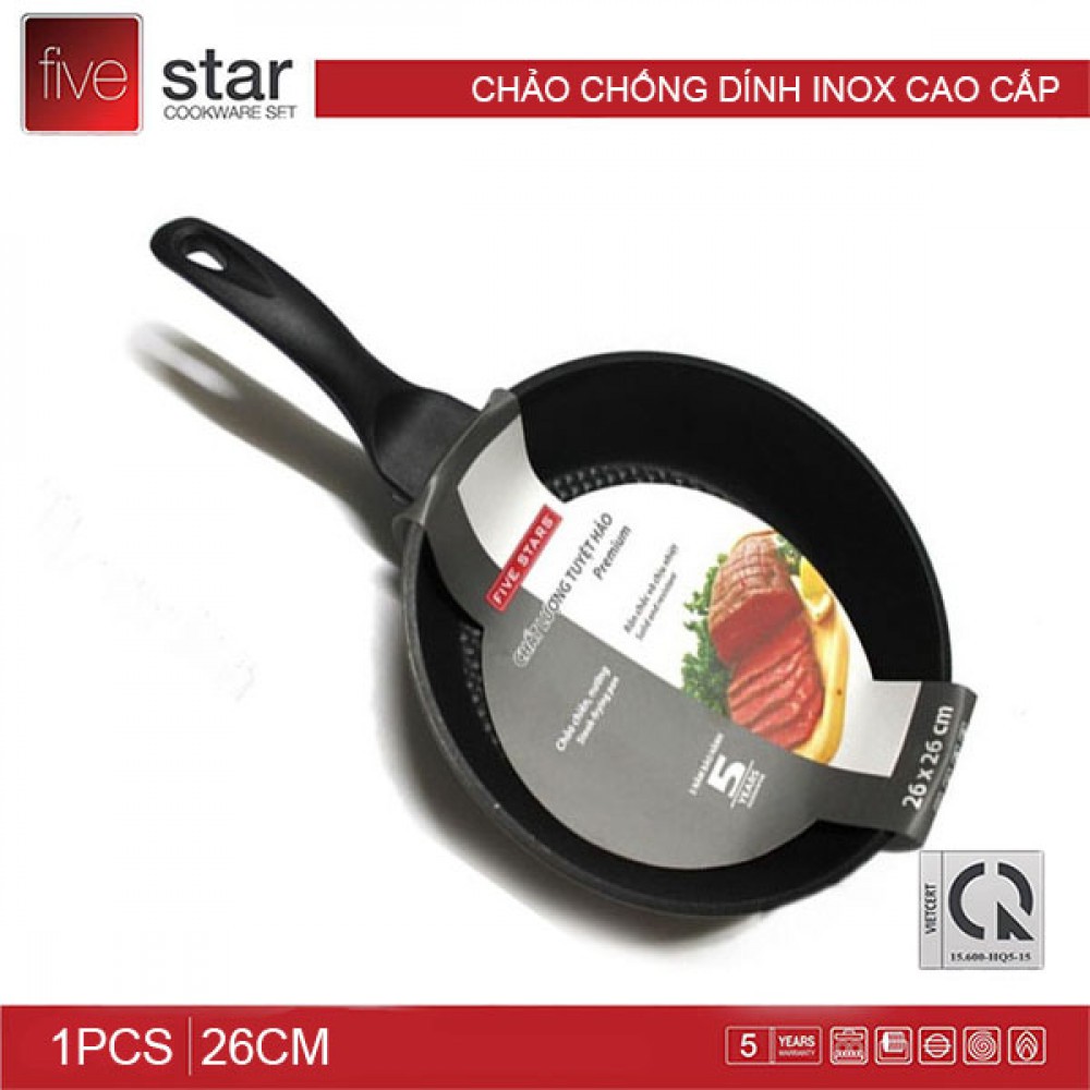 [FREESHIP] CHẢO CHỐNG DÍNH FIVESTAR 3 ĐÁY, INOX 430, CHẢO ĐÁY TỪ 3 LỚP ĐÁY DÙNG CHO MỌI LOẠI BẾP /HCC006