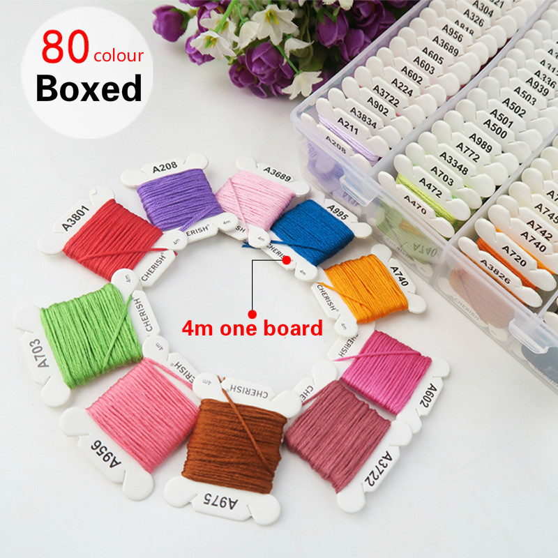 Cuộn Chỉ Thêu 4M 447 Màu 80 Màu Bằng cotton