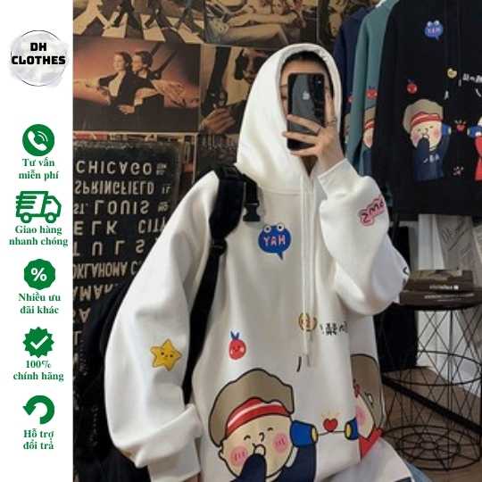 Áo Hoodie Nam Nữ Unisex - áo nỉ in hình siêu kute - Chất Liệu Nỉ Bông cotton Xuất Hàn Cao Cấp - hottrend 2022