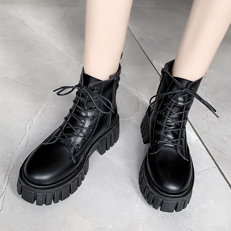 [CÓ SẴN] Boot ulzzang cao cổ 10cmcm buộc dây kéo khóa đế cao 5.5cm màu đen/trắng cá tính đẹp mới xinh thời trang | BigBuy360 - bigbuy360.vn