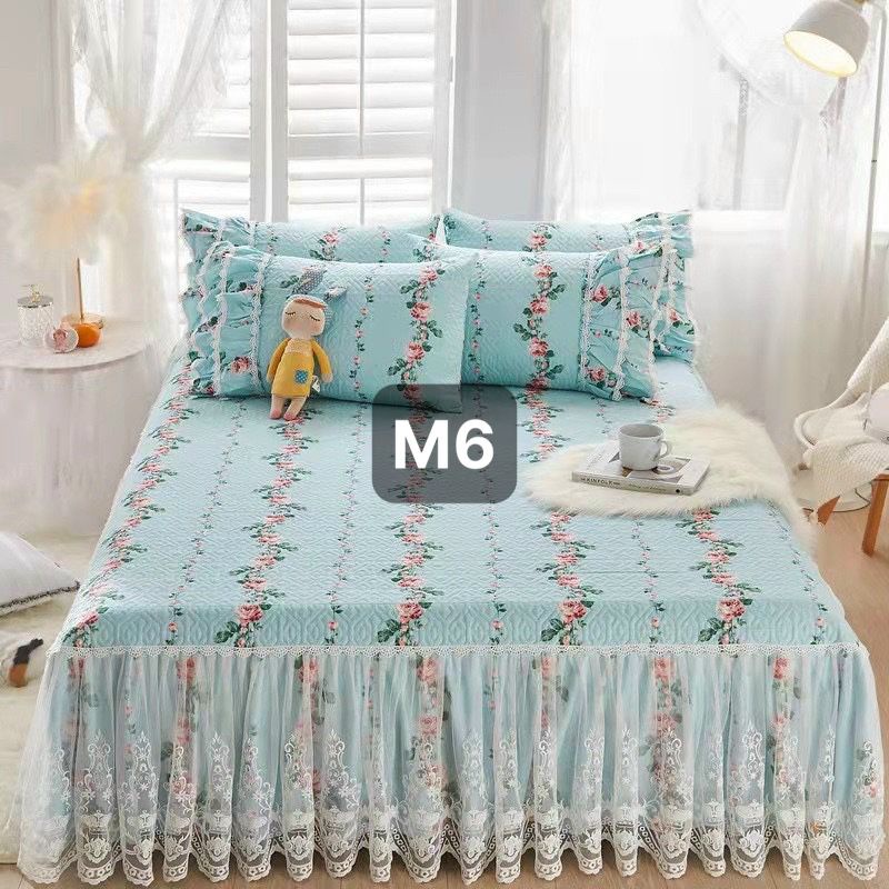 Ga +2 Gối Cotton Phủ Bèo Ren Xinh Xắn- Punpu3051
