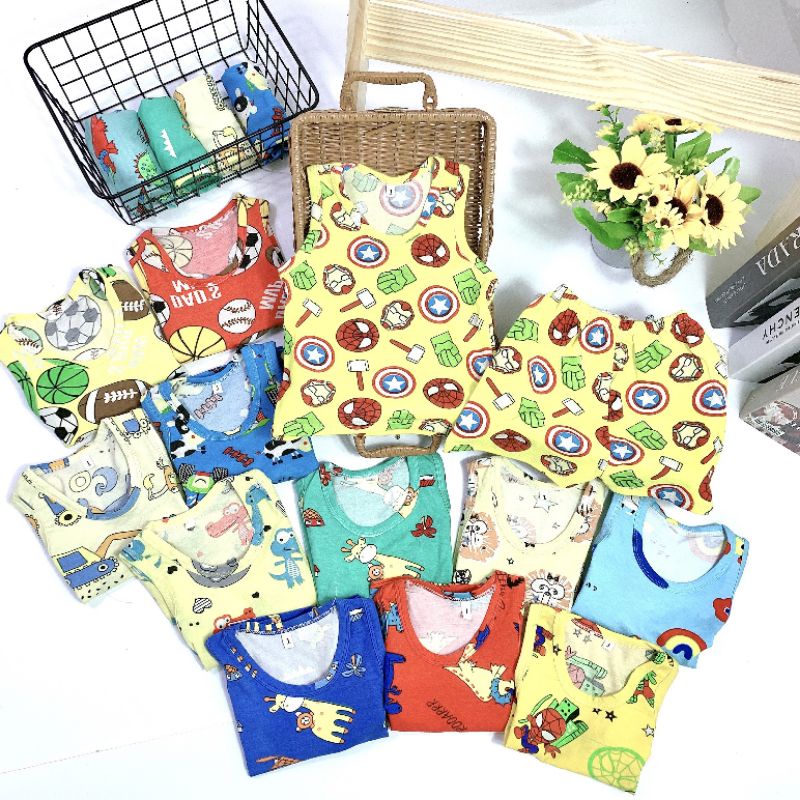 {7-18kg} Bộ ba lỗ bé trai chất cotton co giãn 4c (nhiều hình)