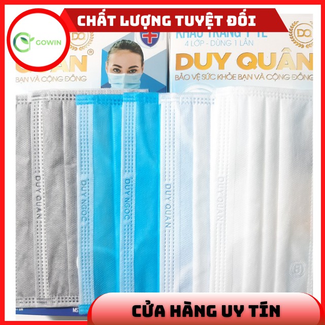 [Giá Rẻ] Khẩu Trang Y Tế 4 Lớp Duy Quân Loại 2 Gói 50 Chiếc Dây Quai Bền Chắc Chất Dày Dặn Ôm Mặt