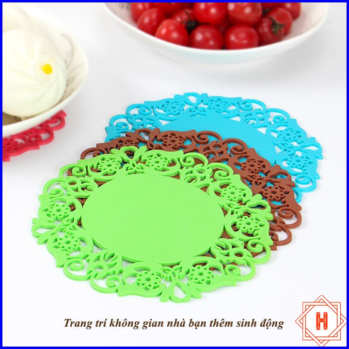 Miếng Lót Cốc Silicone Họa Tiết Hoa Văn Nhiều Màu { H }