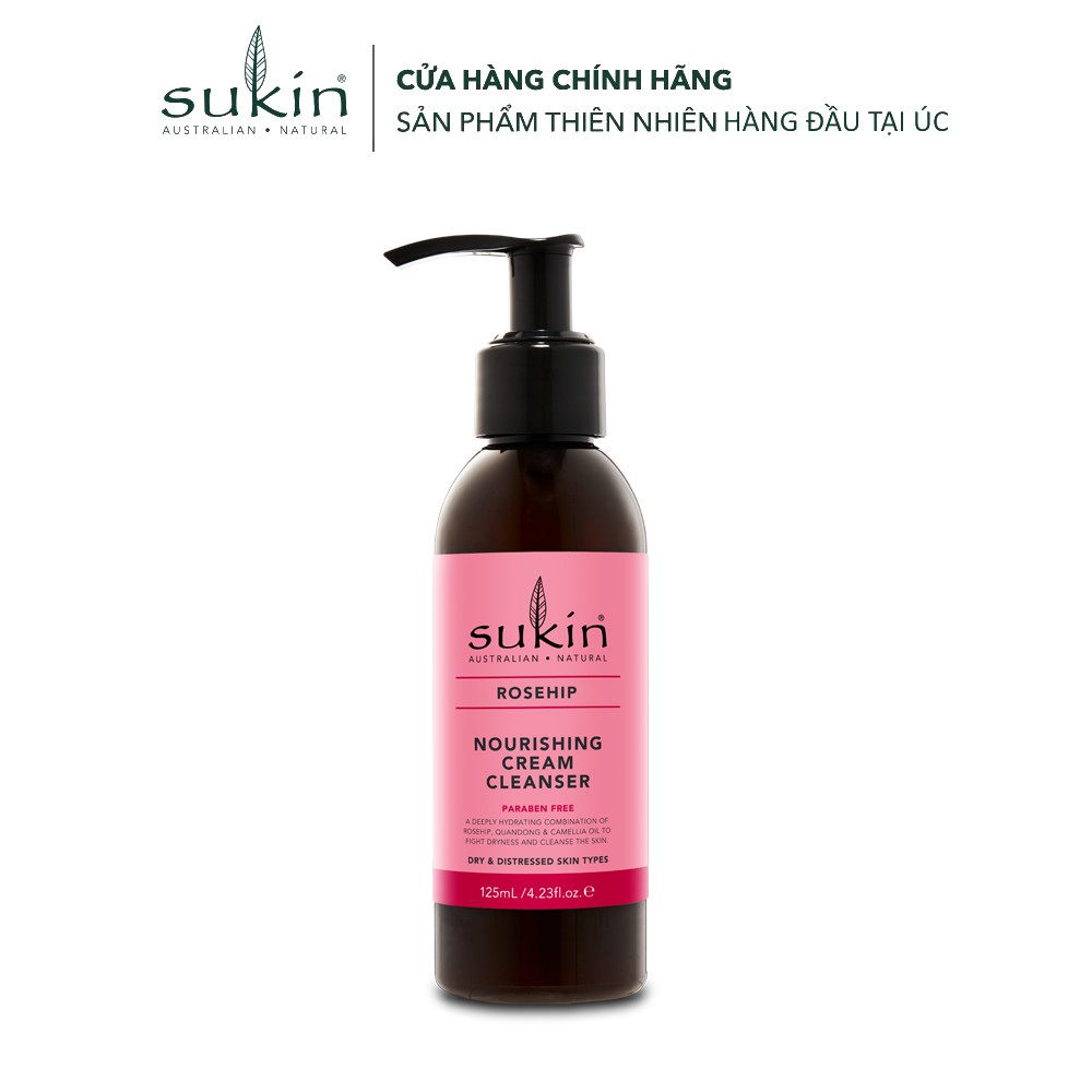 Sukin Kem Rửa Mặt Tầm Xuân Sáng Mịn Da Rosehip Nourishing Cream Cleanser 125ml