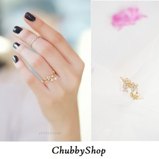Nhẫn Hoa Bướm Đính Đá Xi Cao Cấp