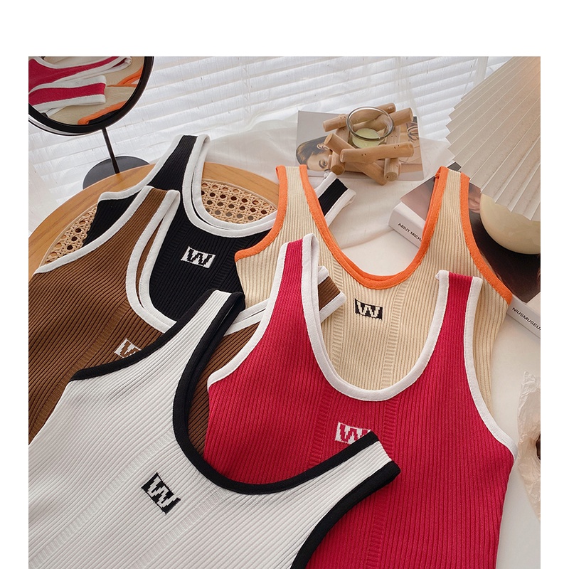 Áo dệt kim không tay dáng ôm ngắn viền không đều phong cách Hàn Quốc thời trang xuân hè dành cho nữ