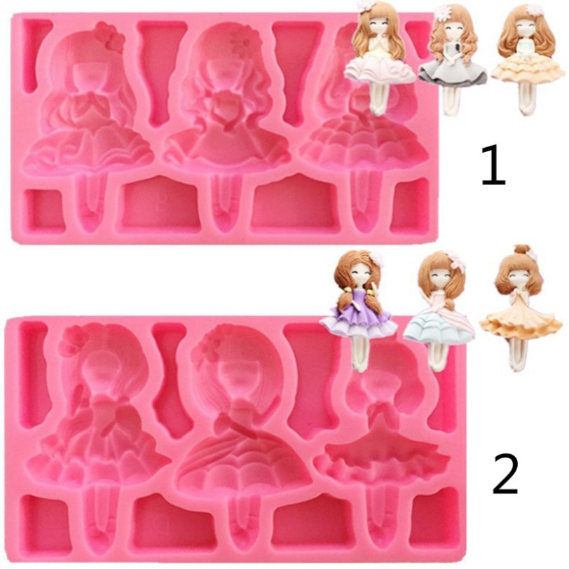 Khuôn Silicone Làm Bánh Tạo Hình Công Chúa 3d Độc Đáo Tiện Dụng