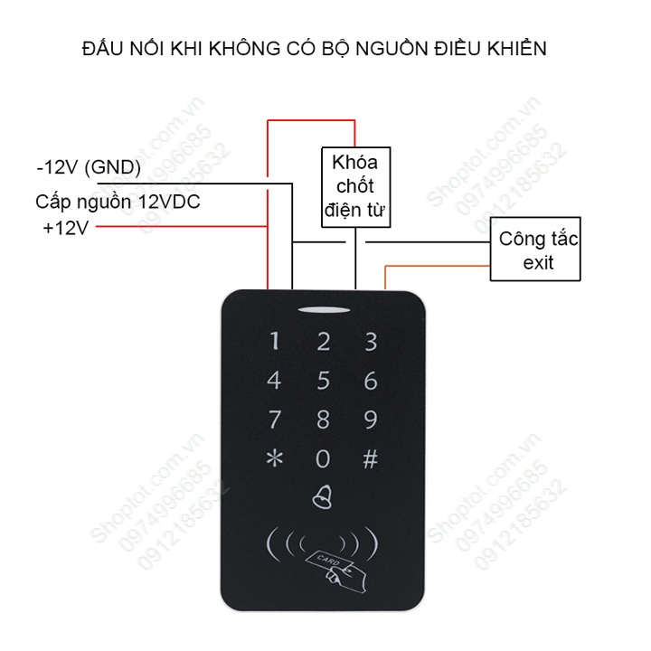 Bộ kiểm soát vào ra , mở khóa điện từ bằng thẻ IC-ID tùy chọn-mã số, kèm 5 thẻ ID-IC và công tắc exit