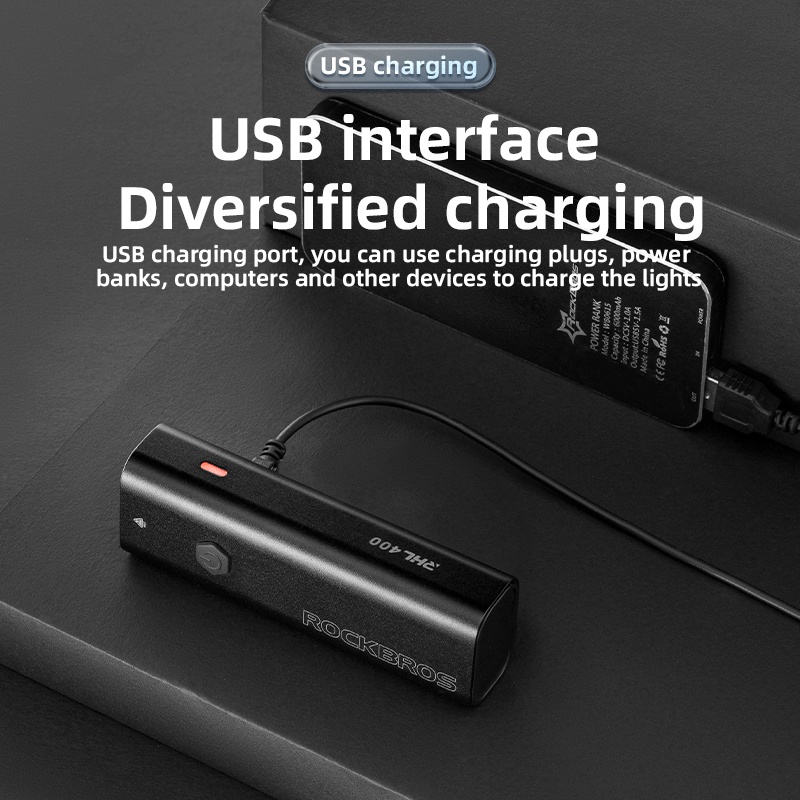 Rockbros Đèn Pha Chống Thấm Nước Sạc USB Cho Xe Đạp Leo Núi