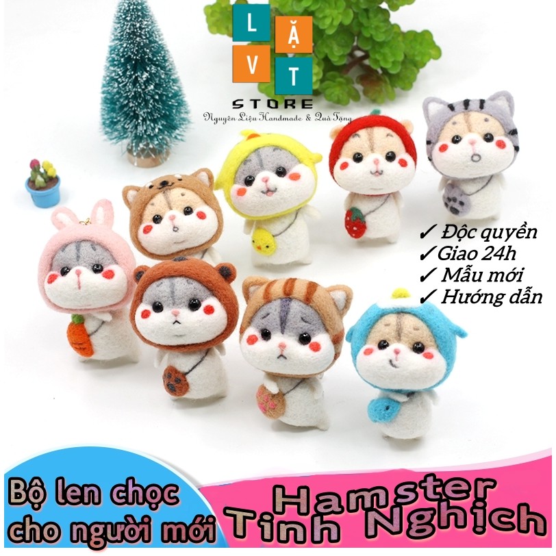 [Có hướng dẫn] Bộ len chọc Chuột Hamster Tinh Nghịch dành cho người bắt đầu có hướng dẫn - Needle Felting Hamster