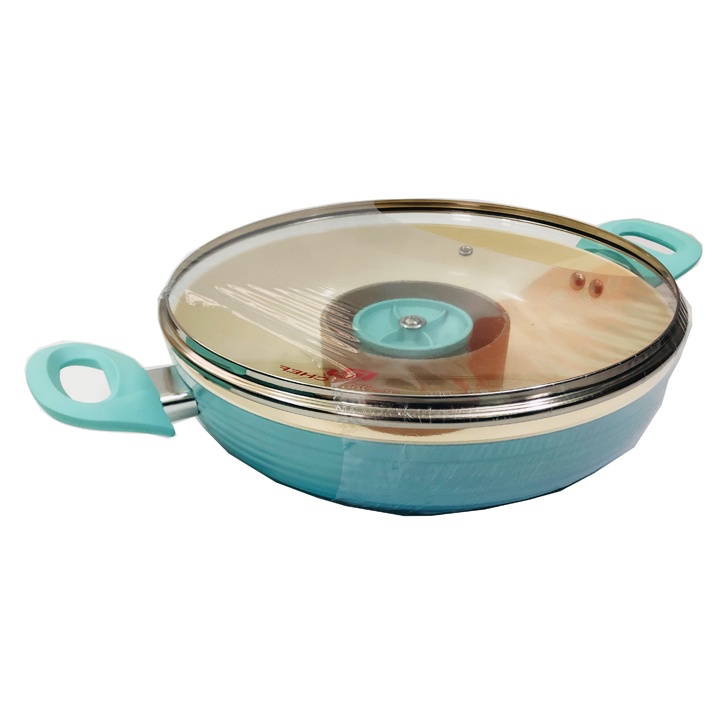 Quánh, Nồi nắp kính, chảo bếp cao cấp tráng men Super Chef Blue