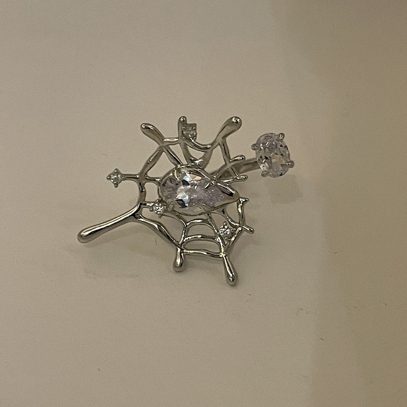 Nhẫn Hở Hình Mạng Nhện Đính Đá Cá Tính Thời Trang