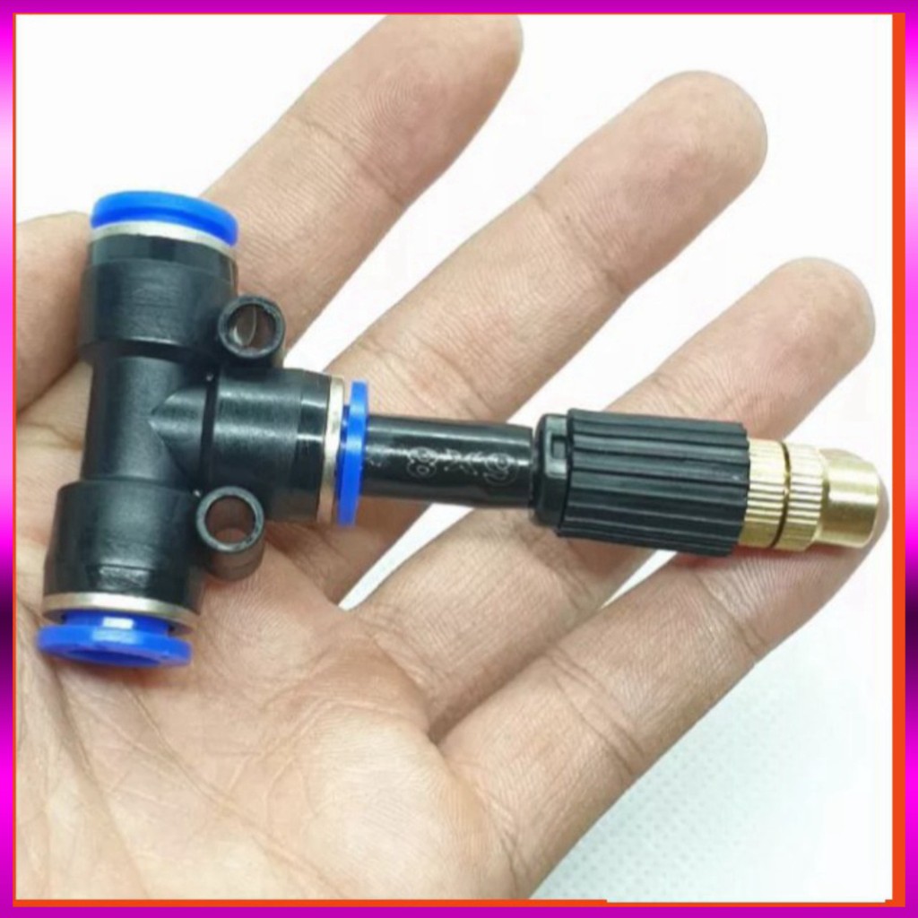 [GIÁ TỐT] Béc phun sương 1 tia đồng, nối nhanh chữ Tê 8mm dùng tưới cây, tưới lan