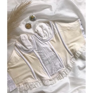Áo corset trắng kem #2hand (C75)